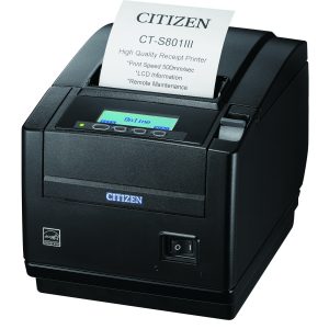 Citizen CT-S801III musta 80 mm kuittitulostin – LCD-näyttö ja yläkautta poistuva kuitti