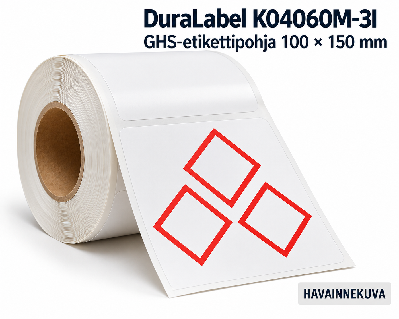 duralabel-k04060m-3i – DuraLabel K04060M-3I valkoinen GHS-etikettipohja, kolme punaista GHS-kehystä, 100 × 150 mm – HAVAINNEKUVA