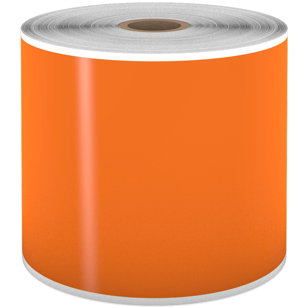 duralabel-k9-3009tr – DuraLabel K9-3009TR, läpikuultava oranssi 225 mm Kodiak Max -näytemateriaali, HAVAINNEKUVA eri SKU:n oranssista vinyylirullasta
