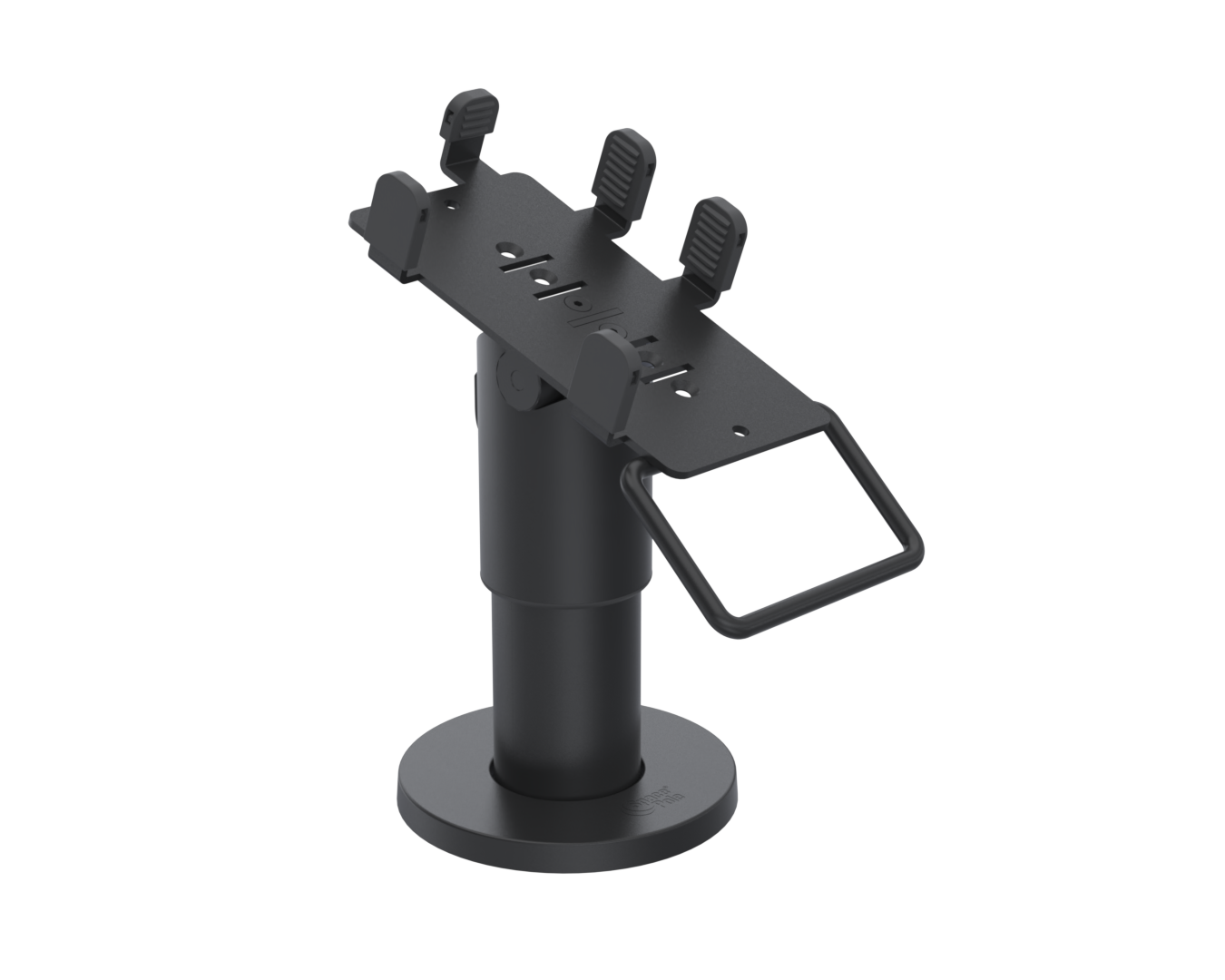 Ergonomic Solutions PAX025-D-MH-32 – PAX Q25 DuraTilt SP2 100 mm -pöytäteline kahvalla, valmistajan musta sarjakuva; tilattava väri valkoinen