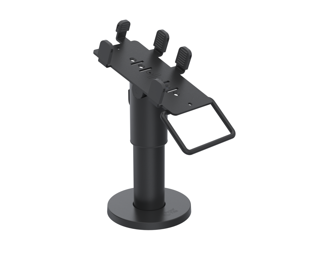 Ergonomic Solutions PAX025-D-32 – PAX Q25 DuraTilt SP1 120 mm -pöytäteline kahvalla, valmistajan musta sarjakuva; tilattava väri valkoinen