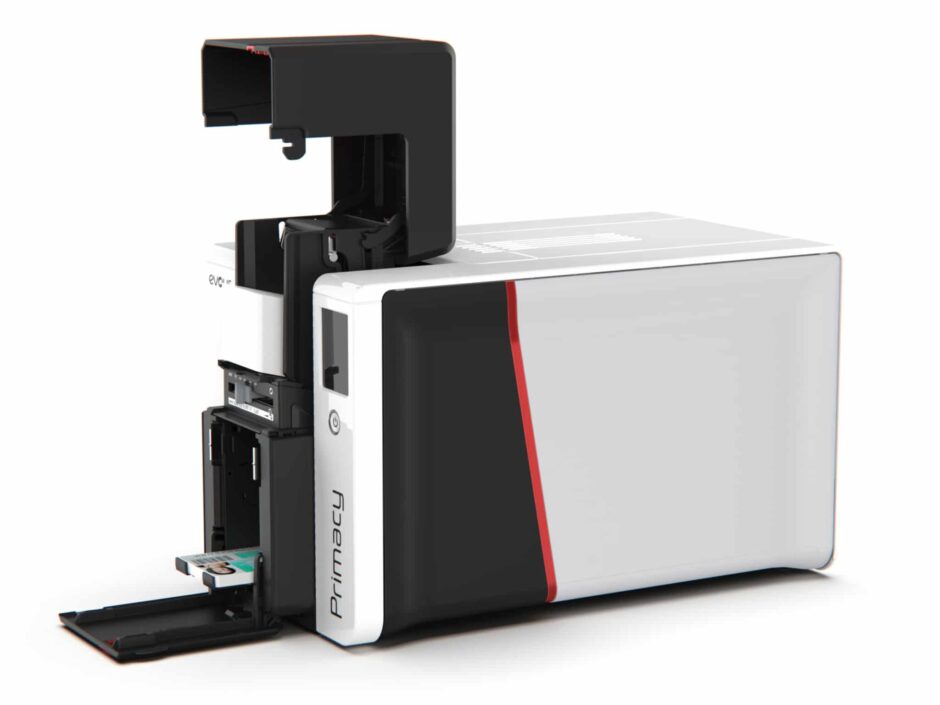 Evolis Primacy 2 LCD -versio, korttilokerot avoinna