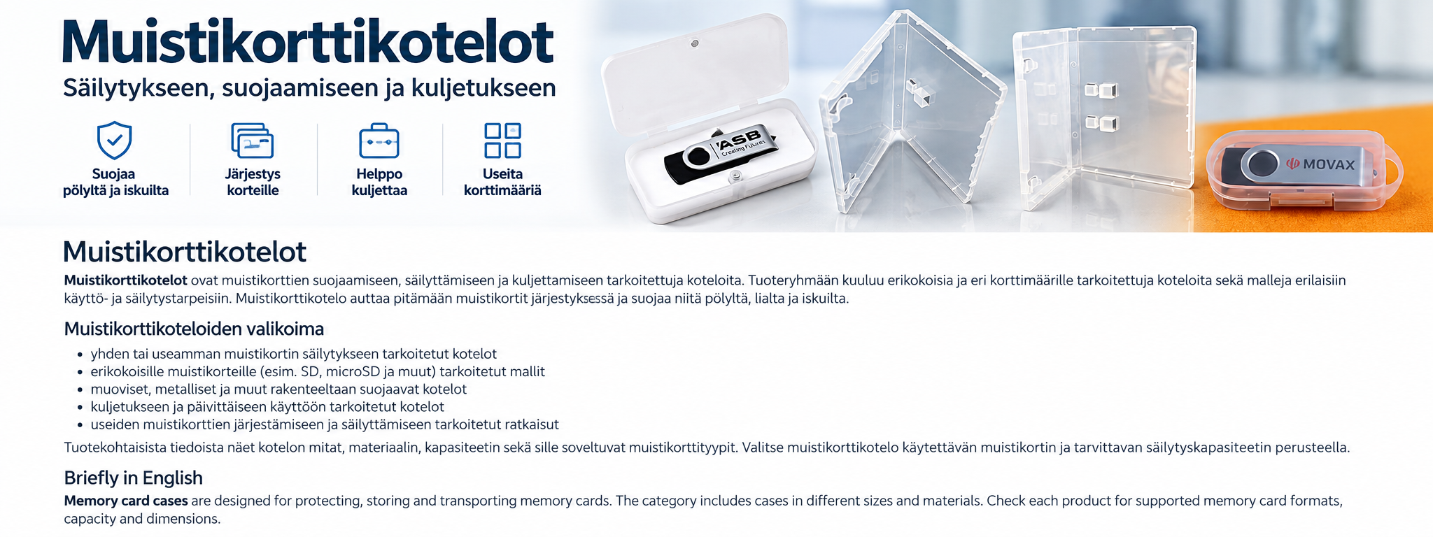 Muistikorttikotelot – suoja- ja säilytyskotelot muistikorteille ja USB-muistitikuille | Mininova