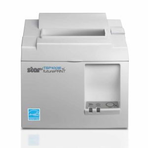 Star Micronics TSP100III -kuittitulostimen valkoinen runko, valmistajan sarjakuva