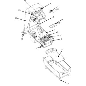 Zebra G105910-148 – valmistajan TLP2824 Plus -rakennekuvan tulostuspää, kohta 4
