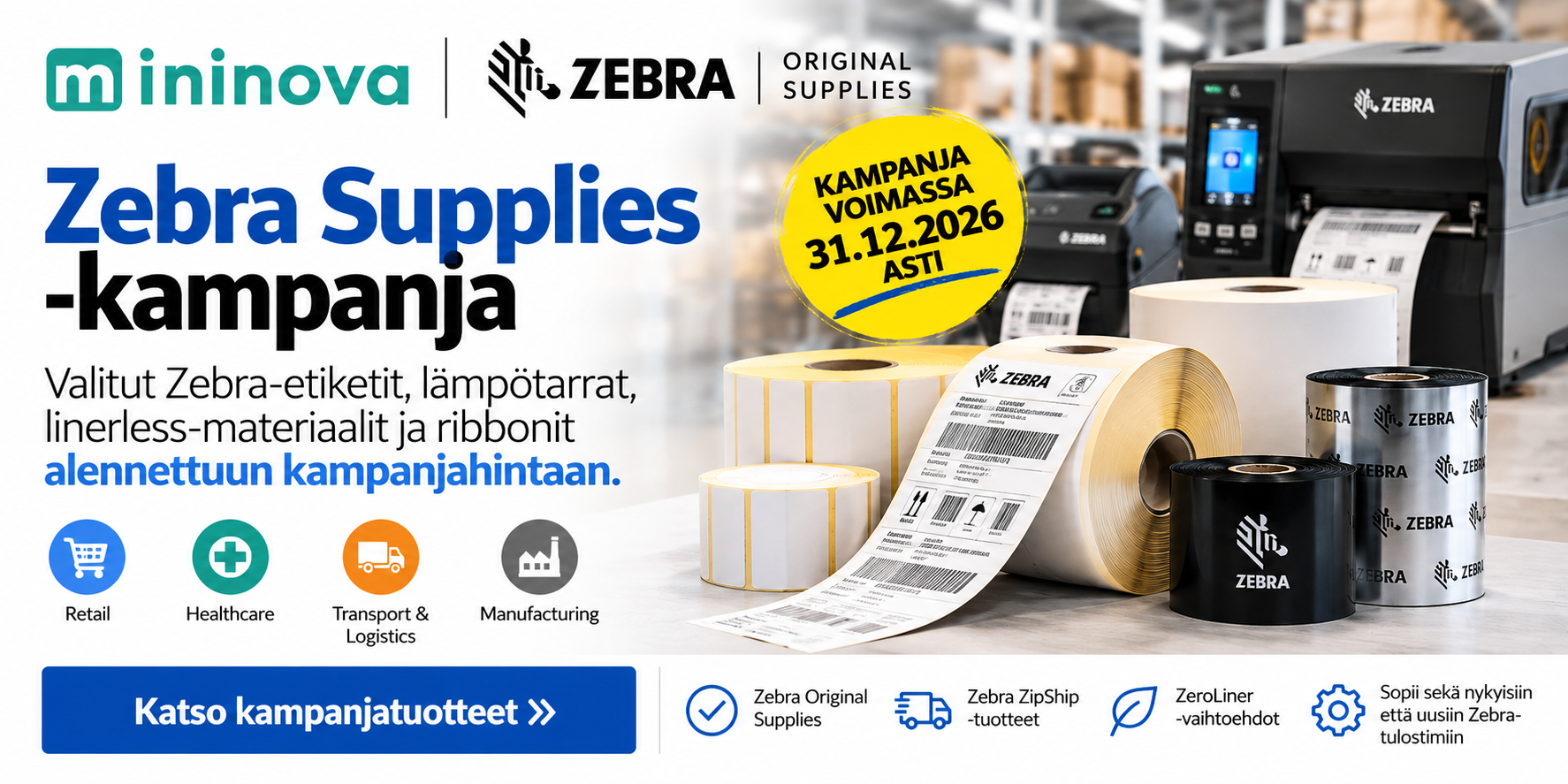 Zebra Supplies kampanja – Zebra etiketit ja ribbonit alennettuun kampanjahintaan 2026